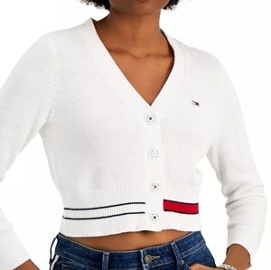 Tommy Jeans White Cropped Cardigan (size XS)